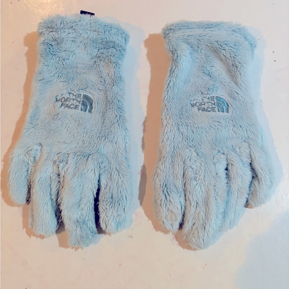 THE NORTH FACE Girls Medium Blue Fleece GLOVES - Picture 1 of 9